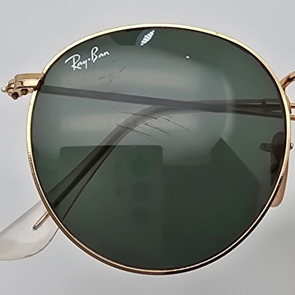 *SOLD*Ray-Ban RB3447 001 Round Metal Arista Gold Frame G-15 Green Glass Sunglass - Picture 14 of 16
